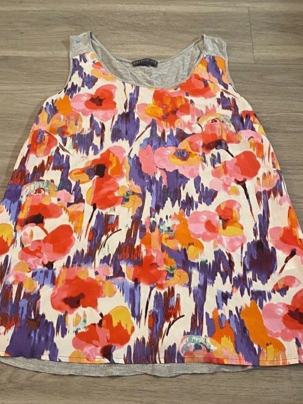Brixon Ivy Womens Multicolor Floral Scoop Neck Sleeveless Blouse Top Size Medium